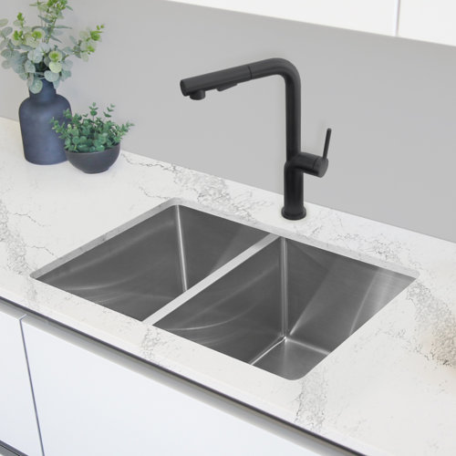 AZUNI Dual Mount 27 inch Stainless Steel Double Bowl Kitchen Sink